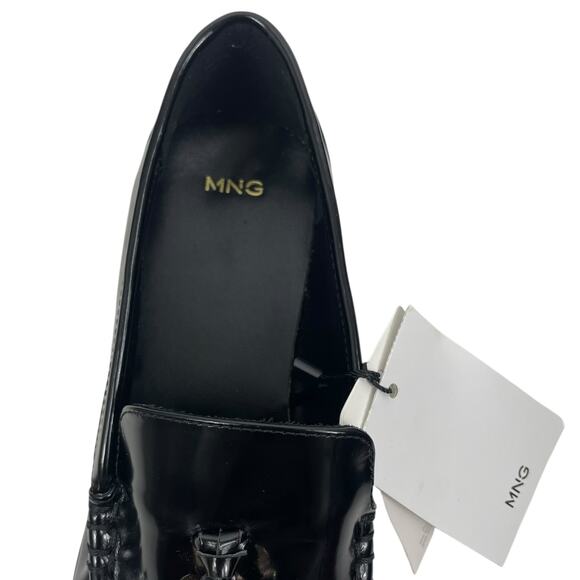 Mango Leather Slip On Loafer with Tassel Black Size 39/ 8.5 - Picture 10 of 12